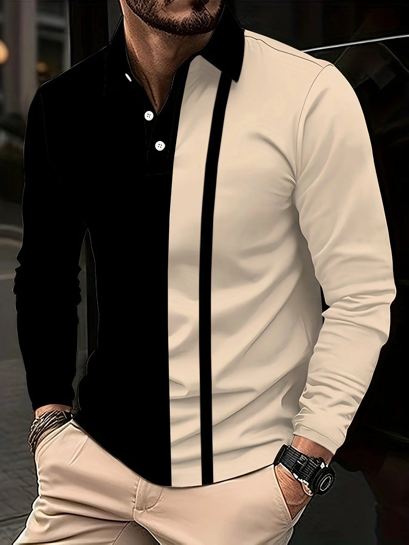 Men's Button Casual Slim Lapel 3D Printed Long Sleeve  Pre2brand PLS783-5XL