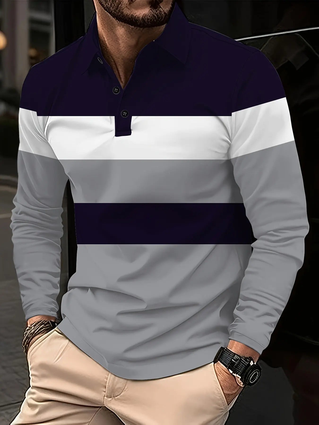 Men's Button Casual Slim Lapel 3D Printed Long Sleeve  Pre2brand PLS786-5XL