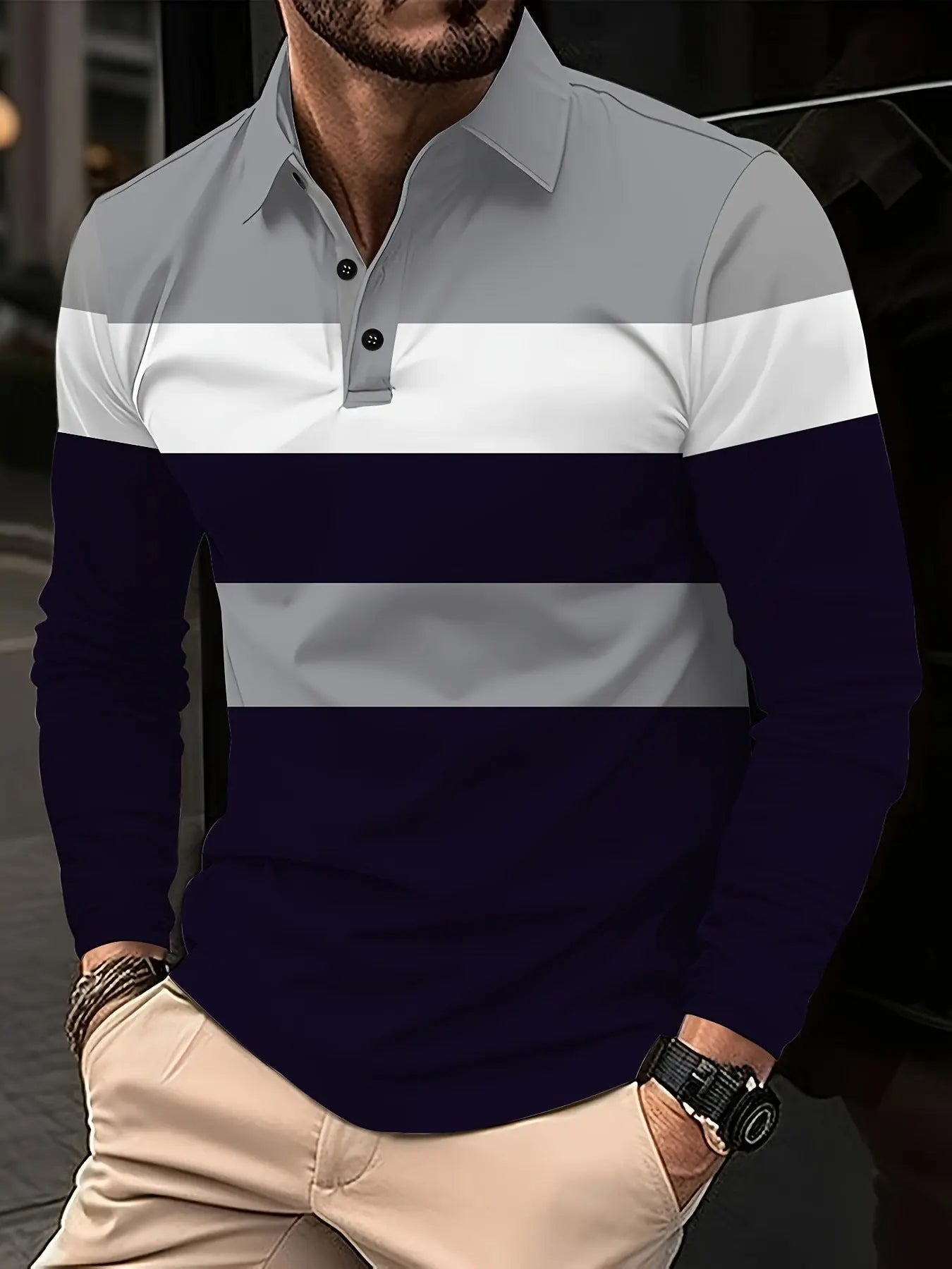 Men's Button Casual Slim Lapel 3D Printed Long Sleeve  Pre2brand PLS787-5XL