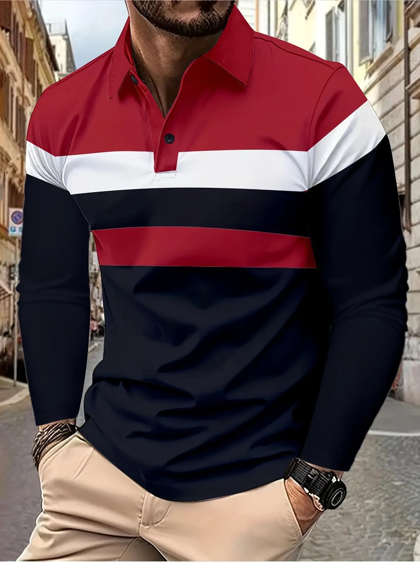 Men's Button Casual Slim Lapel 3D Printed Long Sleeve  Pre2brand PLS789-5XL