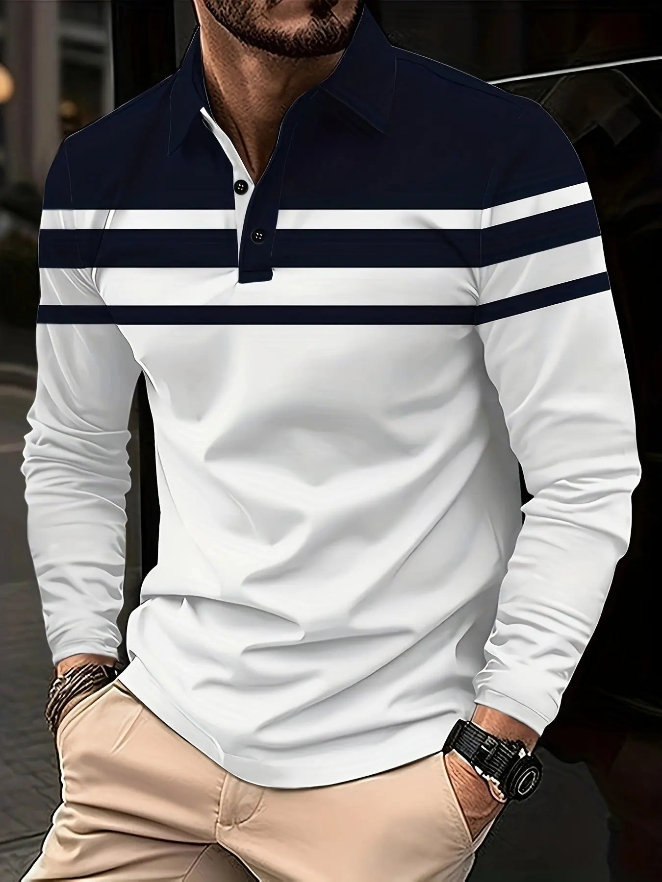 Men's Button Casual Slim Lapel 3D Printed Long Sleeve  Pre2brand PLS790-5XL