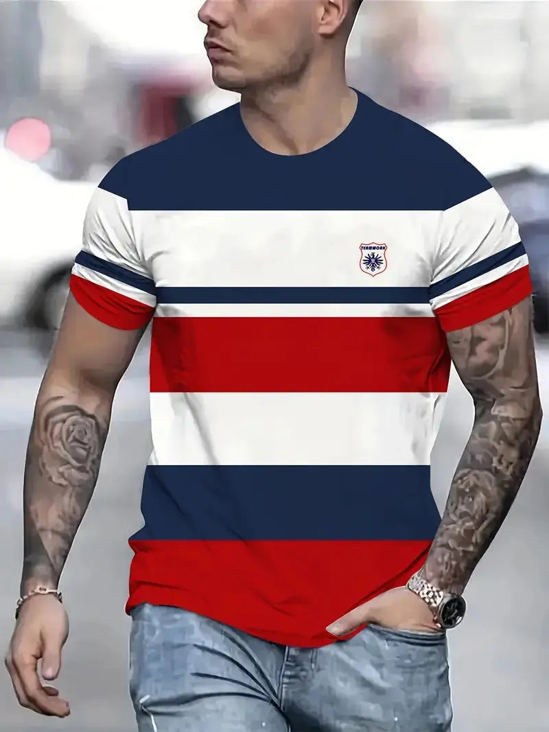 Men's Carnival Fashion Striped T-shirt  Pre2brand CsAPOs131-XXL