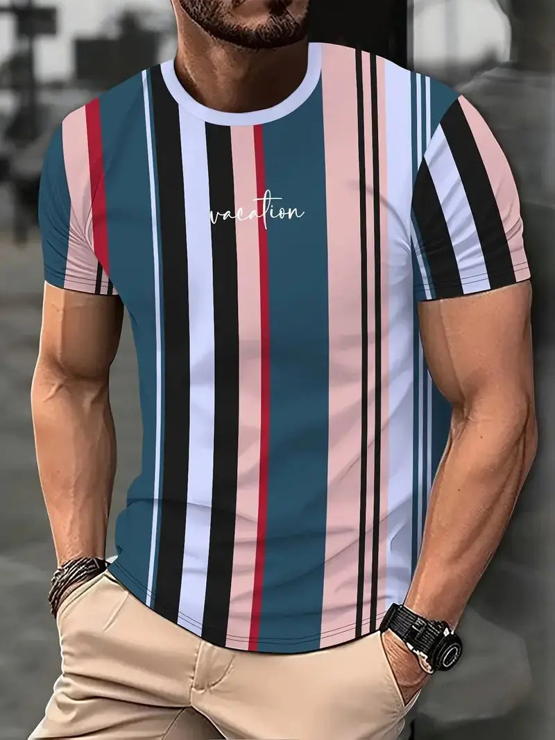 Men's Carnival Fashion Striped T-shirt  Pre2brand CsAPOs133-XXL