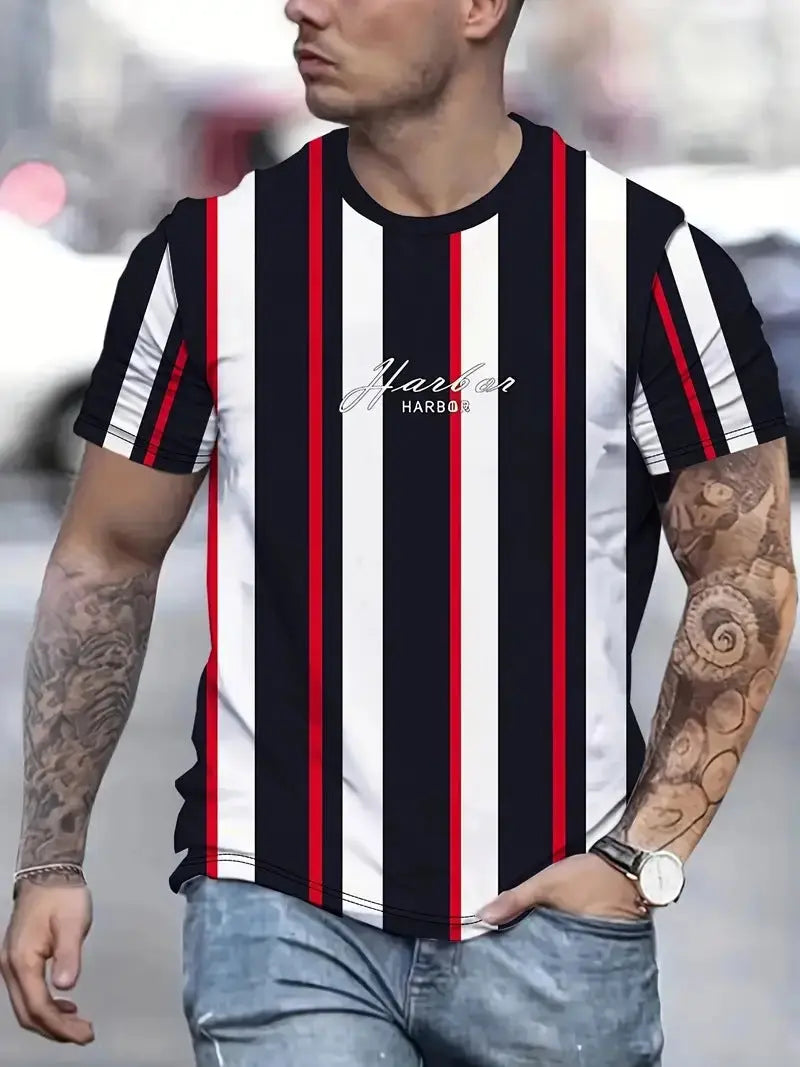 Men's Carnival Fashion Striped T-shirt  Pre2brand CsAPOs142-XXL