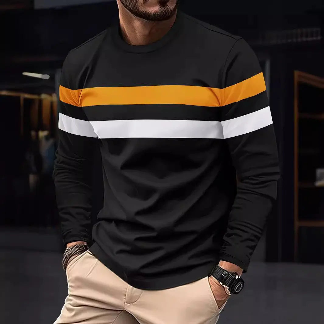 Men's Casual Round Neck Long Sleeve T-shirt Top  Pre2brand