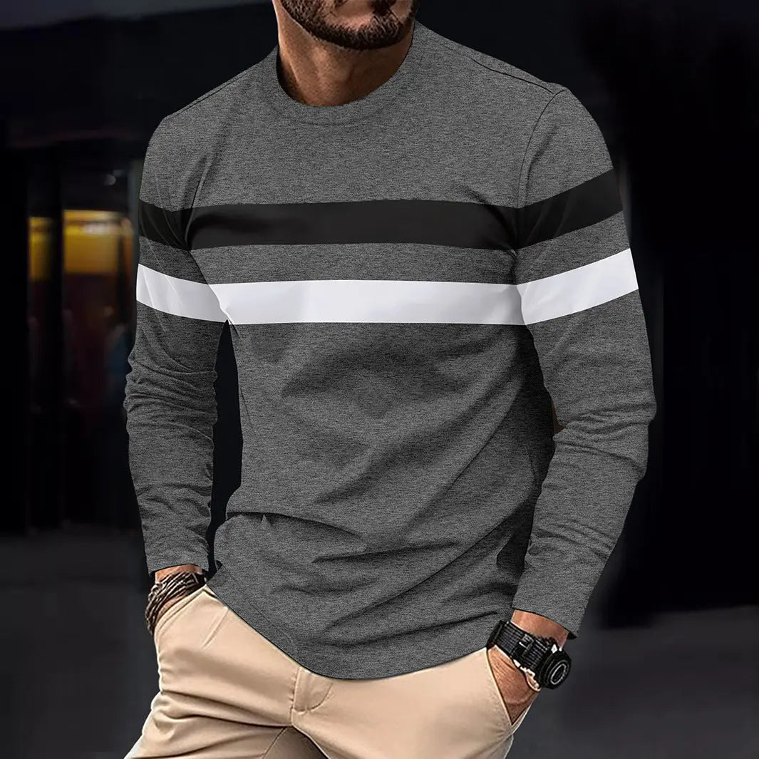 Men's Casual Round Neck Long Sleeve T-shirt Top  Pre2brand