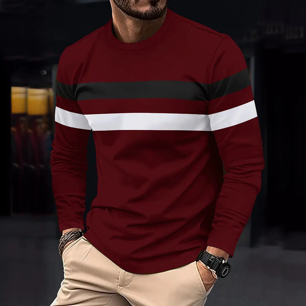 Men's Casual Round Neck Long Sleeve T-shirt Top  Pre2brand
