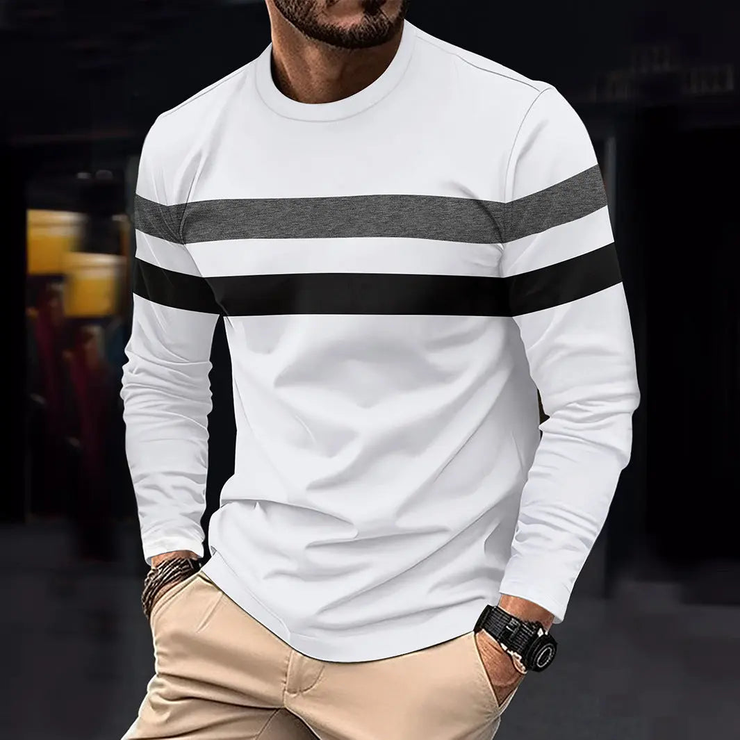 Men's Casual Round Neck Long Sleeve T-shirt Top  Pre2brand