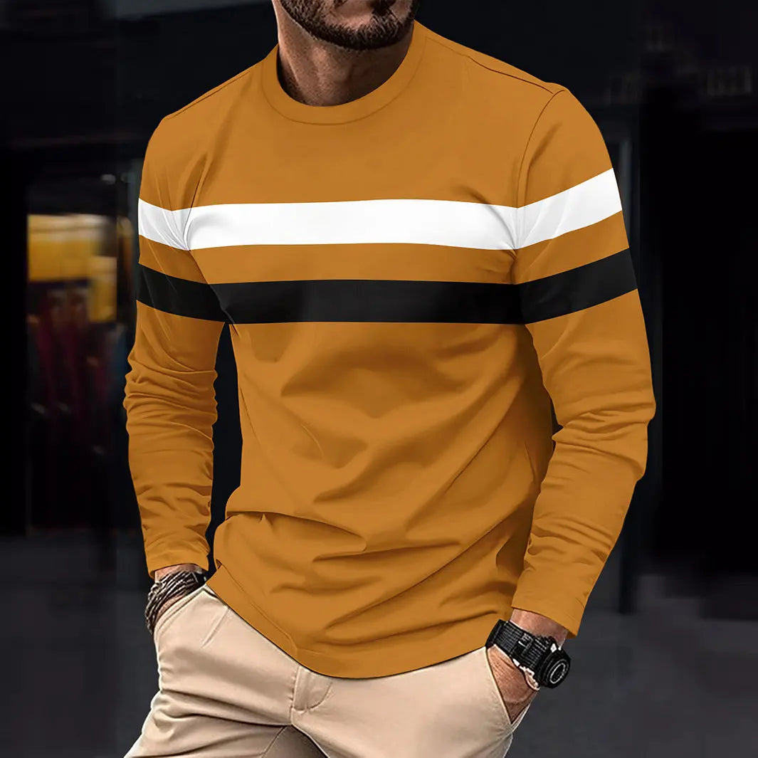 Men's Casual Round Neck Long Sleeve T-shirt Top  Pre2brand