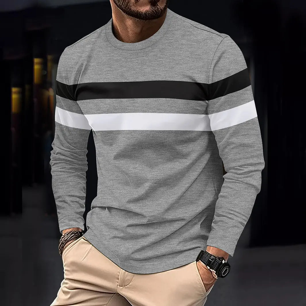 Men's Casual Round Neck Long Sleeve T-shirt Top  Pre2brand