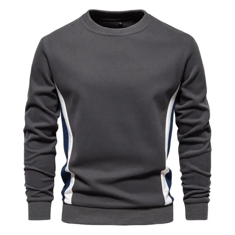 Men's Casual Slim Fit Round Neck Long Sleeves Patchwork Sweater  Pre2brand Dark-Gray-XXL