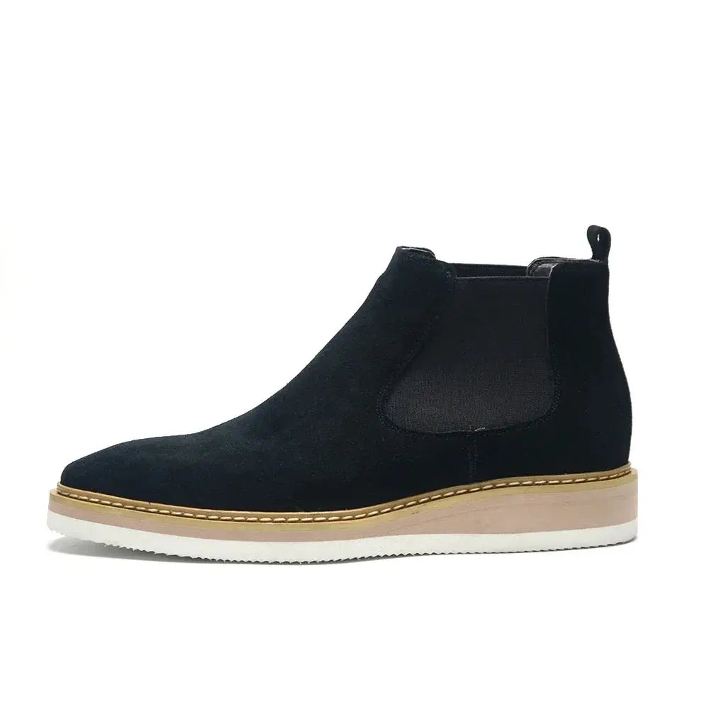 Men's Chelsea Ankle Boots Cow Suede Leather Classic British Style High Top Casual Sneaker Men Shoes Black Brown Motorcycle Boots - Pre2brand