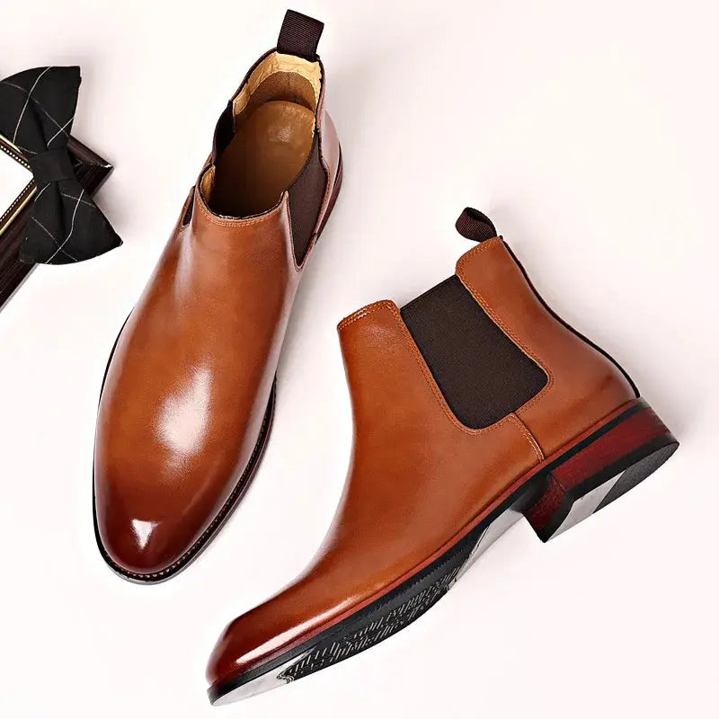 Men's Classic Retro Chelsea Boots Mens Fashion Leather Ankle Boots Men British Style Short Boots High-top Casual Shoes - Pre2brand