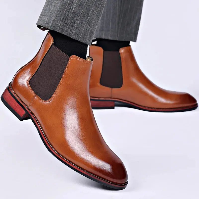 Men's Classic Retro Chelsea Boots Mens Fashion Leather Ankle Boots Men British Style Short Boots High-top Casual Shoes - Pre2brand