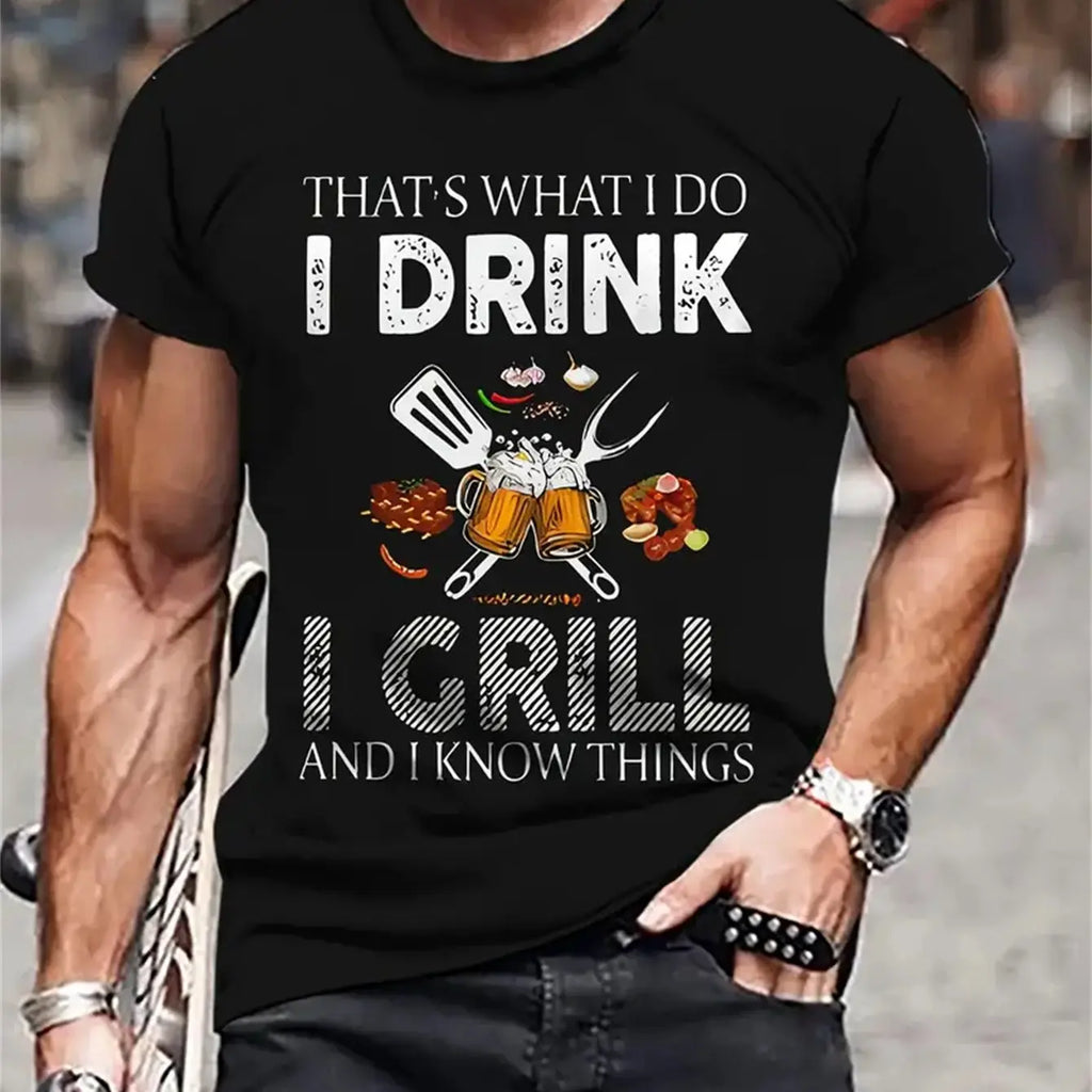 Men's Creative Top, Casual Short Sleeved Round Neck T-shirt, Summer Outdoor Casual Suit - Pre2brand