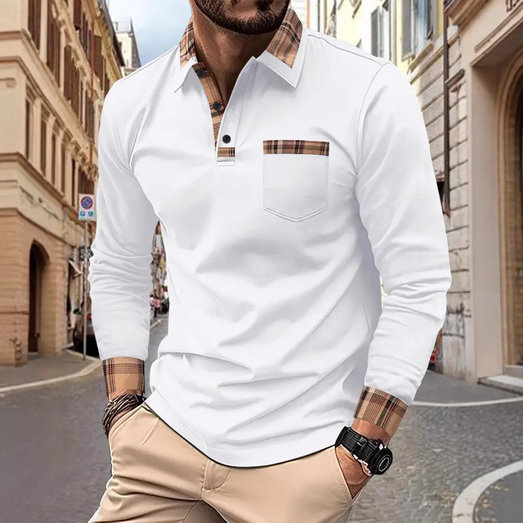 Men's Fashion Casual Solid Color Sports Polo Shirts  Pre2brand White-XXXL