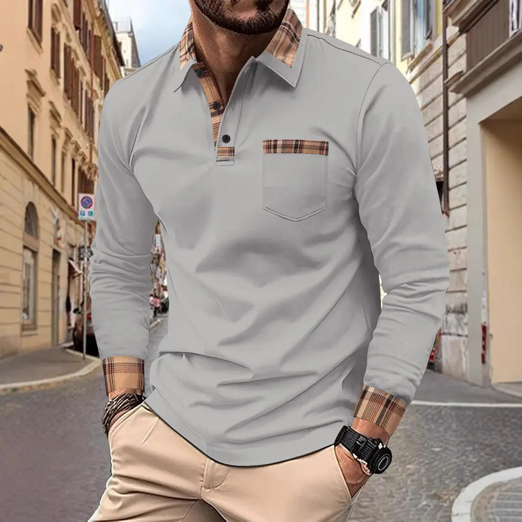 Men's Fashion Casual Solid Color Sports Polo Shirts  Pre2brand Gray-XXXL