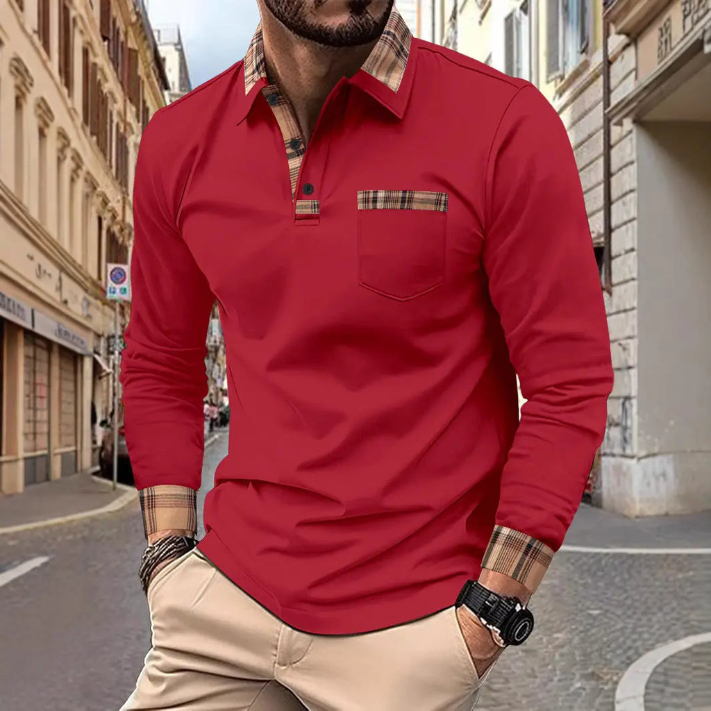 Men's Fashion Casual Solid Color Sports Polo Shirts  Pre2brand Wine-Red-XXXL