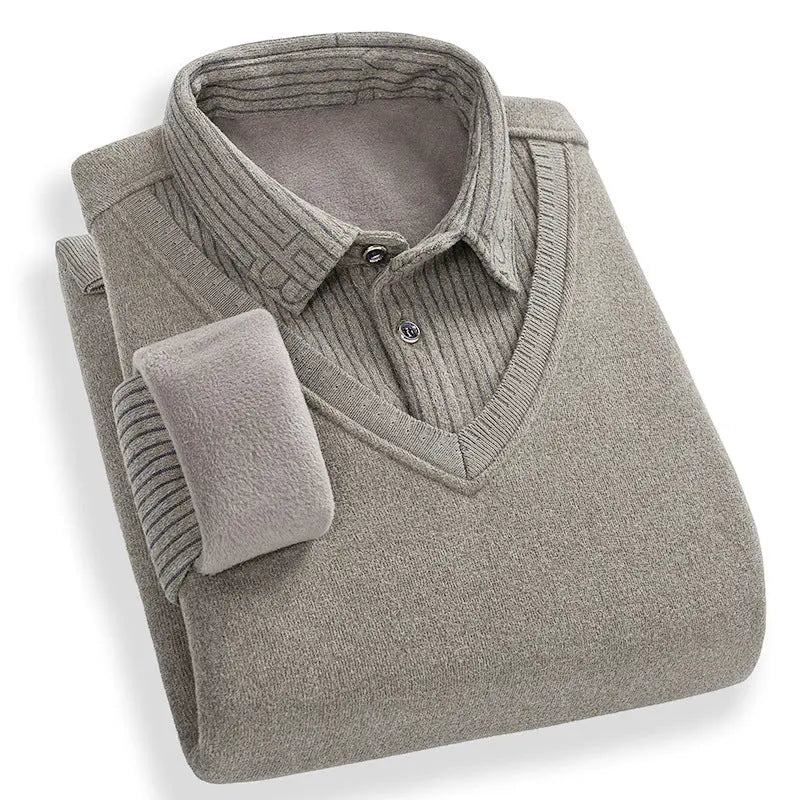 Men's Fashion Personality Shirt Velvet Sweater  Pre2brand Beige-4XL