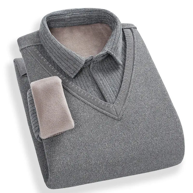Men's Fashion Personality Shirt Velvet Sweater  Pre2brand Dark-Gray-4XL