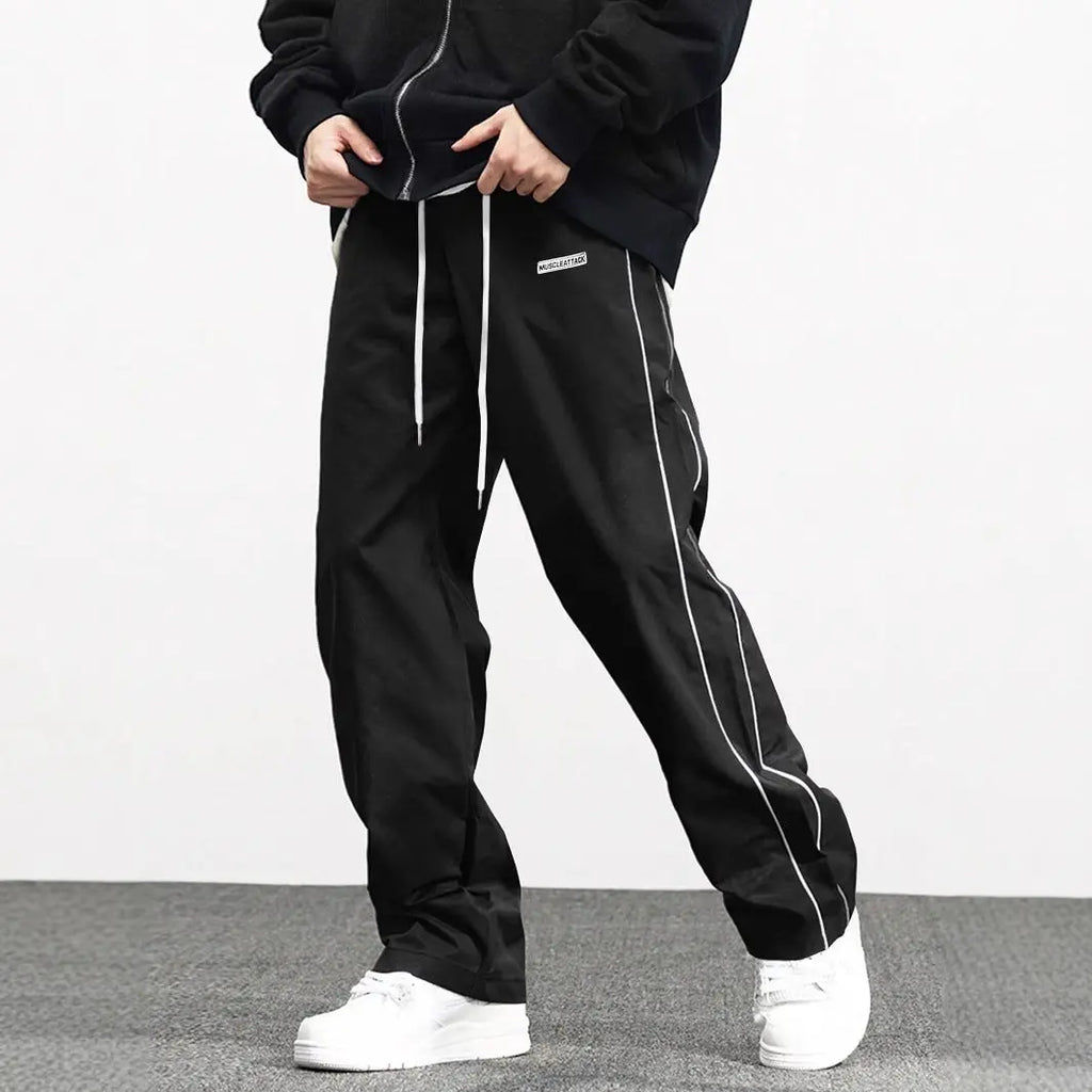 Men's Fashionable Retro Leisure Tappered Trousers Men's Loose Cargo Pants With Side Pockets Long Pants Trousers For Street Everyday Jogger Out  Pre2brand Black-XXXL