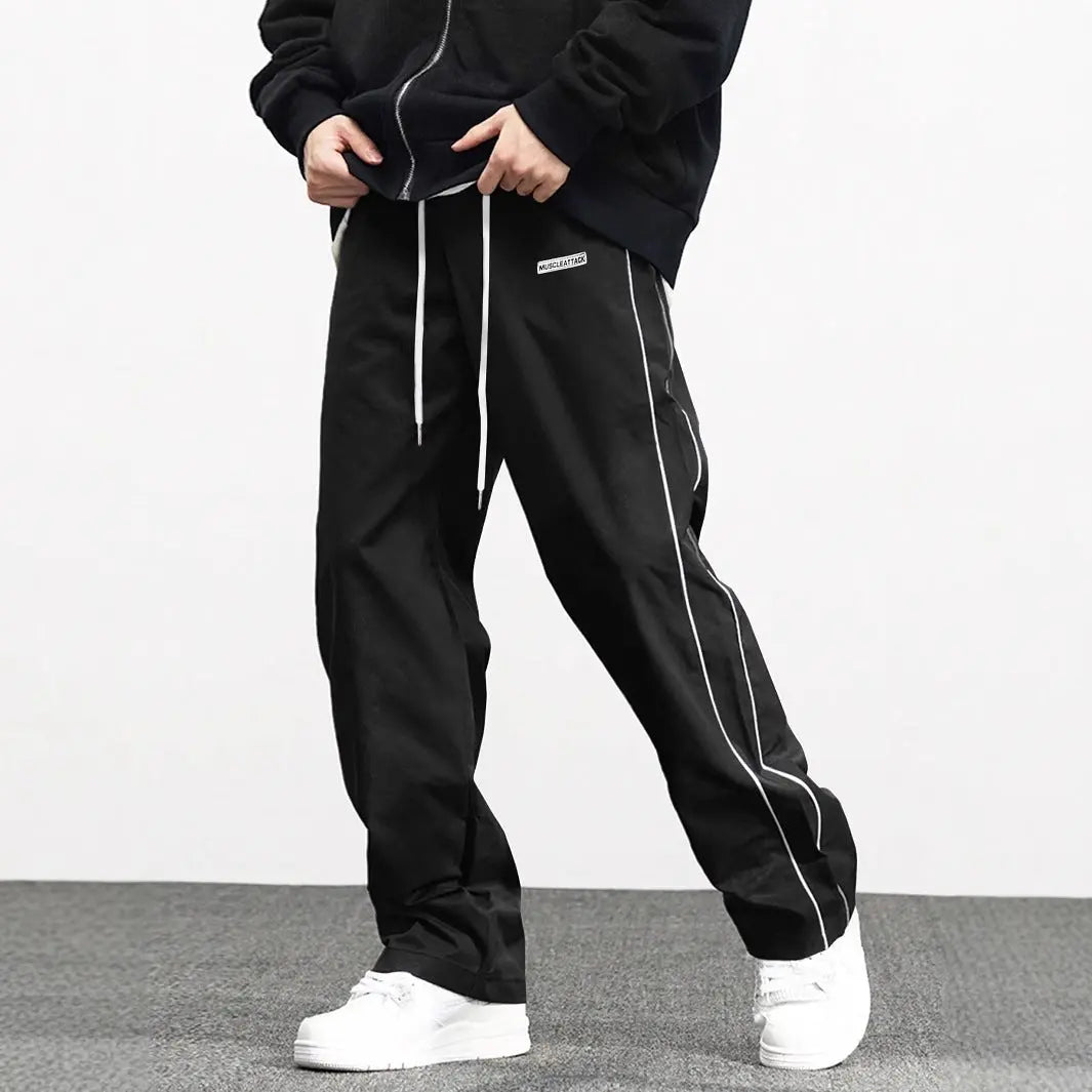 Men's Fashionable Retro Leisure Tappered Trousers Men's Loose Cargo Pants With Side Pockets Long Pants Trousers For Street Everyday Jogger Out  Pre2brand Black-XXXL