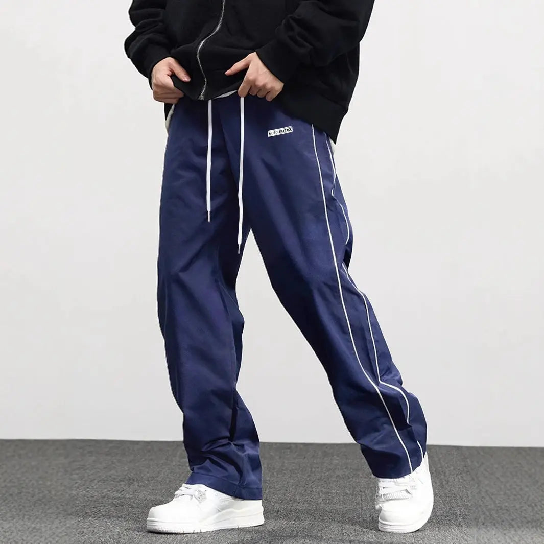 Men's Fashionable Retro Leisure Tappered Trousers Men's Loose Cargo Pants With Side Pockets Long Pants Trousers For Street Everyday Jogger Out  Pre2brand Navy-Blue-XXXL