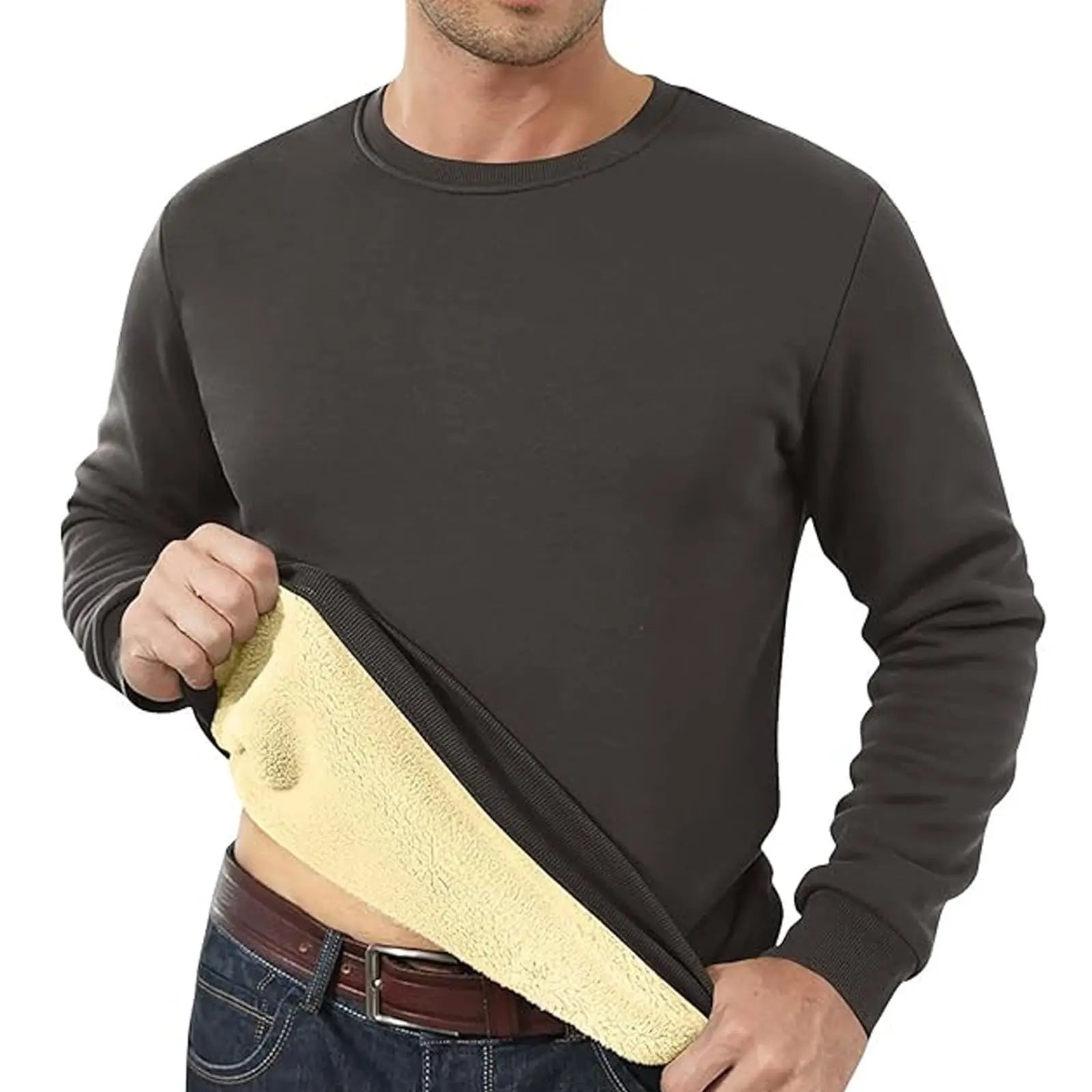 Men's Fleece Lined Padded Warm Keeping Loose Pullover Cashmere Hoodie  Pre2brand Dark-Gray-3XL