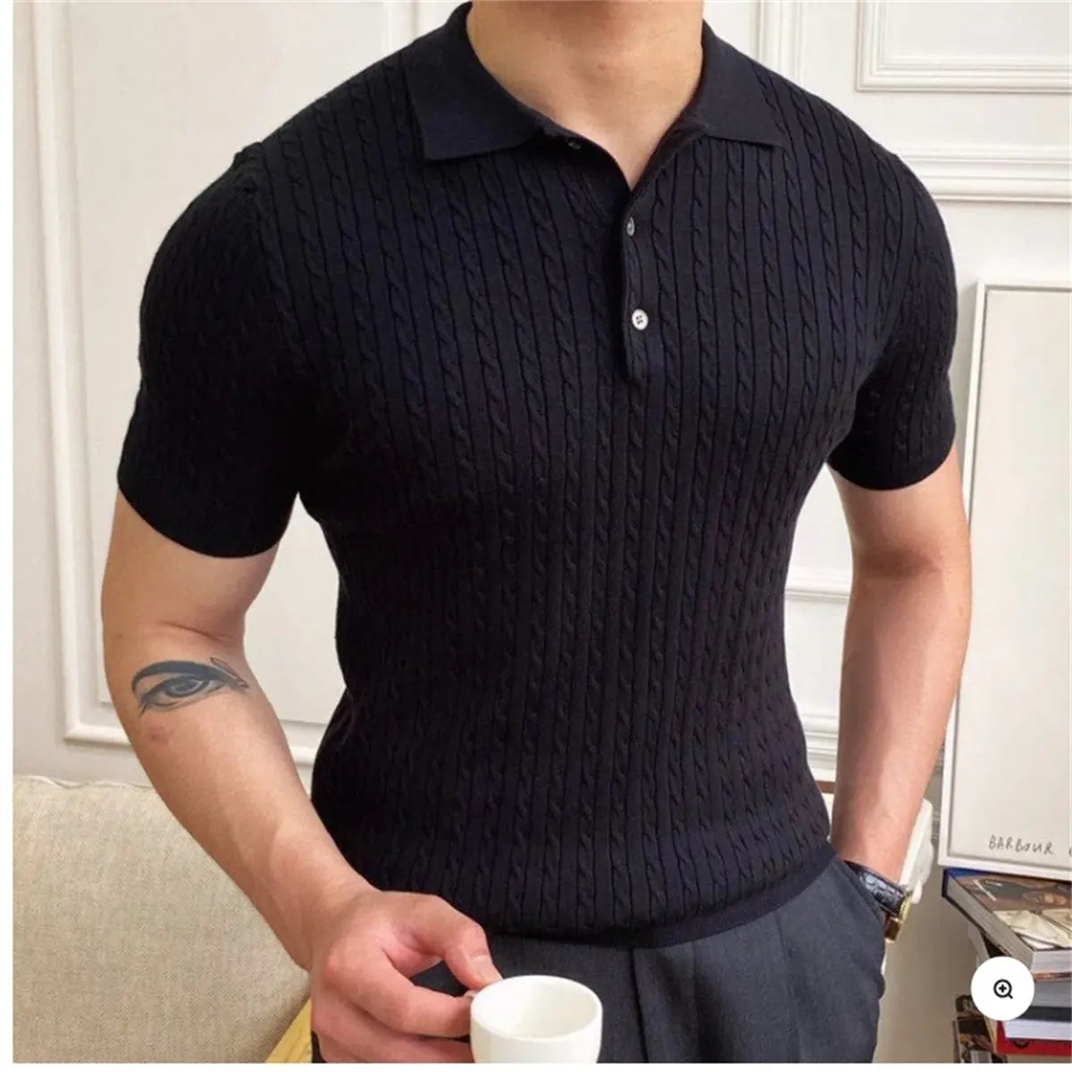 Men's Four-way Stretch Polo Shirt  Pre2brand Black-XL