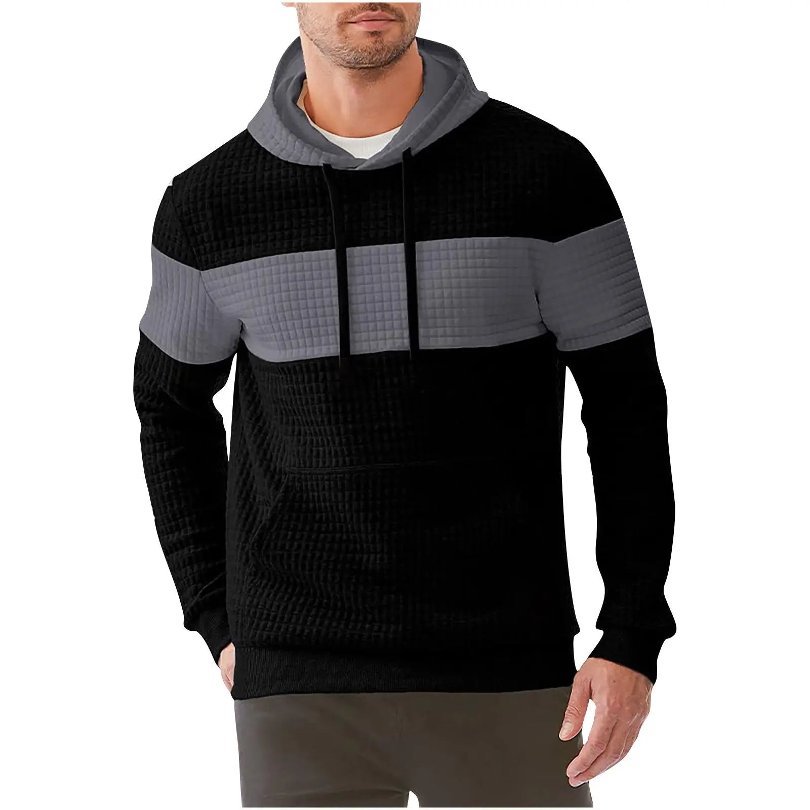 Men's Hooded Long-sleeved Sweater Drawstring  Pre2brand