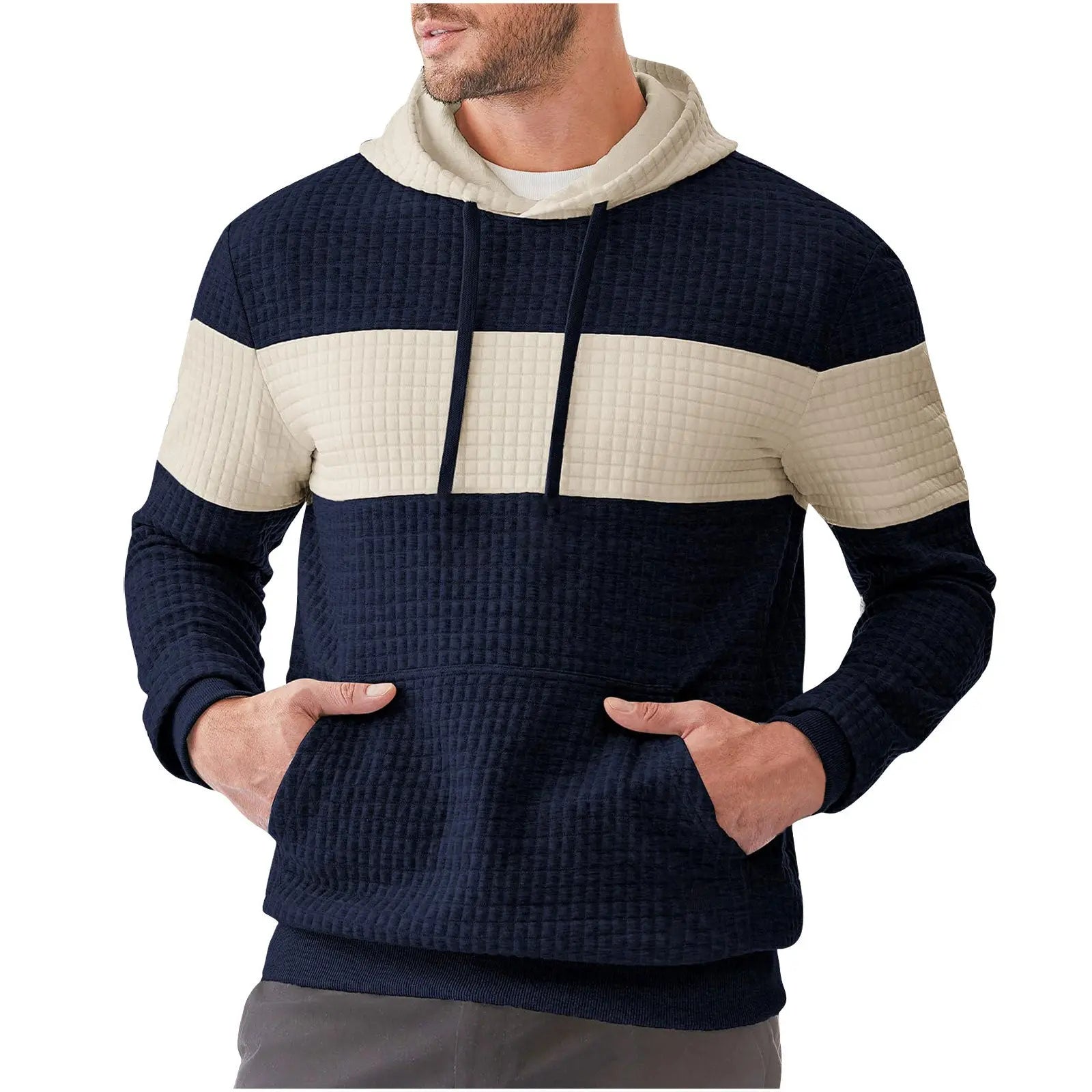Men's Hooded Long-sleeved Sweater Drawstring  Pre2brand