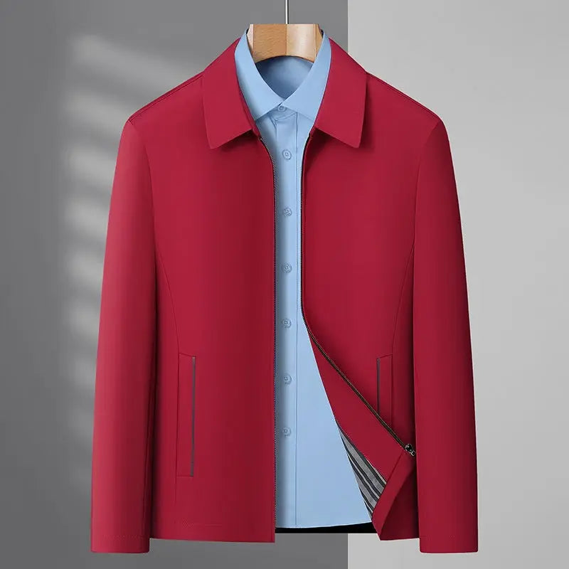 Men's Jacket Business Casual Lapels Zipper Coat  Pre2brand Red-195