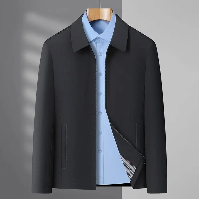 Men's Jacket Business Casual Lapels Zipper Coat  Pre2brand Navy-Blue-195