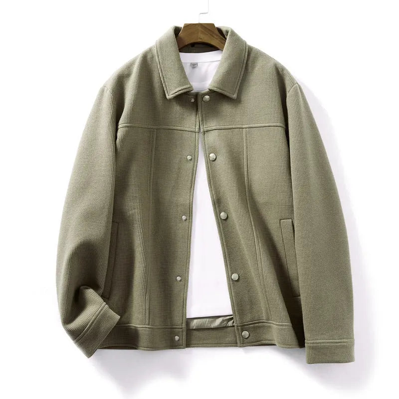 Men's Knitted Waffle Casual Polo Collar Jacket  Pre2brand Bean-Green-2225-3XL