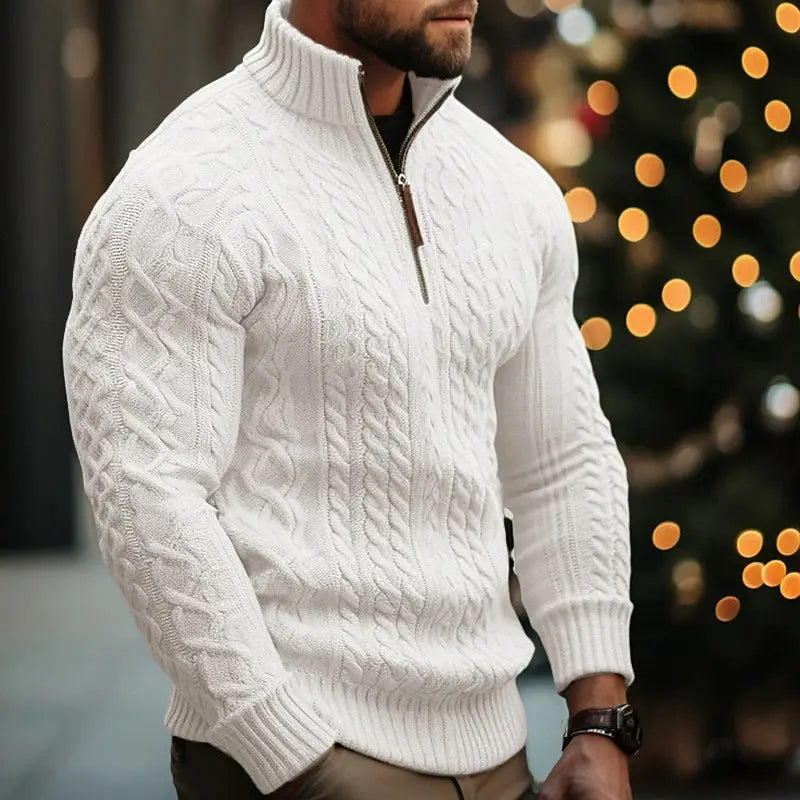 Men's Knitwear Half Zipper Coat Solid Color Twisted Thickened Sweater  Pre2brand