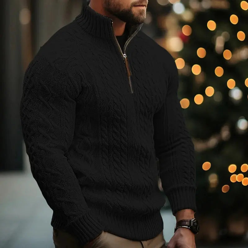 Men's Knitwear Half Zipper Coat Solid Color Twisted Thickened Sweater  Pre2brand