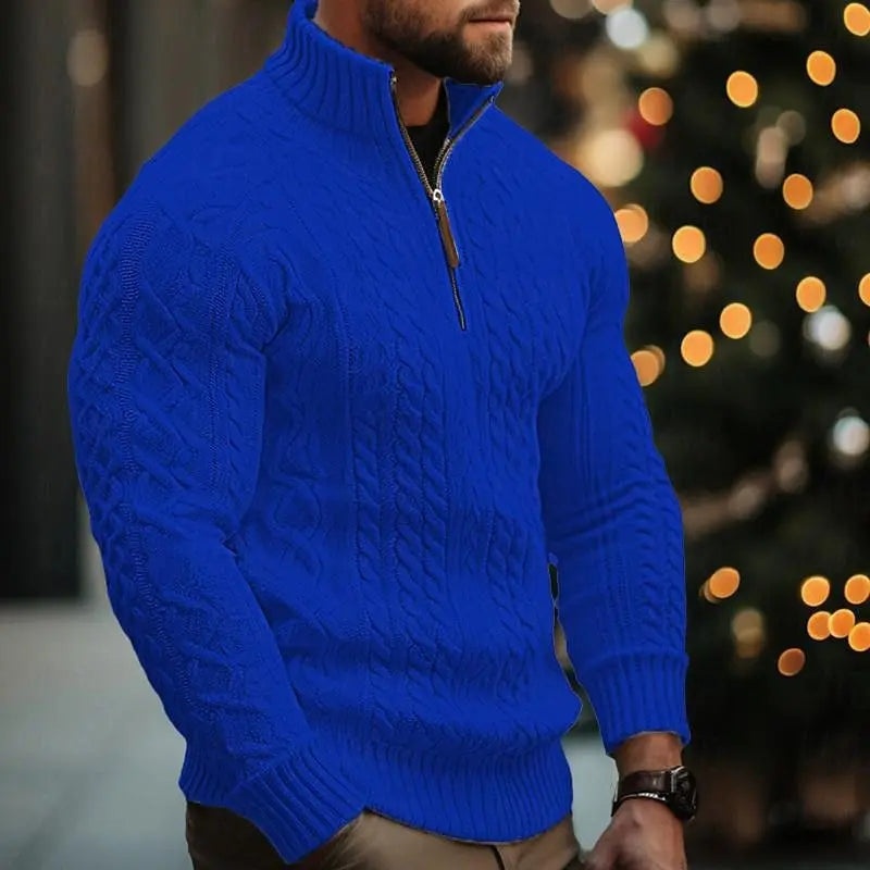 Men's Knitwear Half Zipper Coat Solid Color Twisted Thickened Sweater  Pre2brand