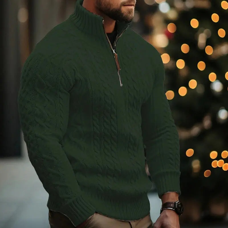 Men's Knitwear Half Zipper Coat Solid Color Twisted Thickened Sweater  Pre2brand
