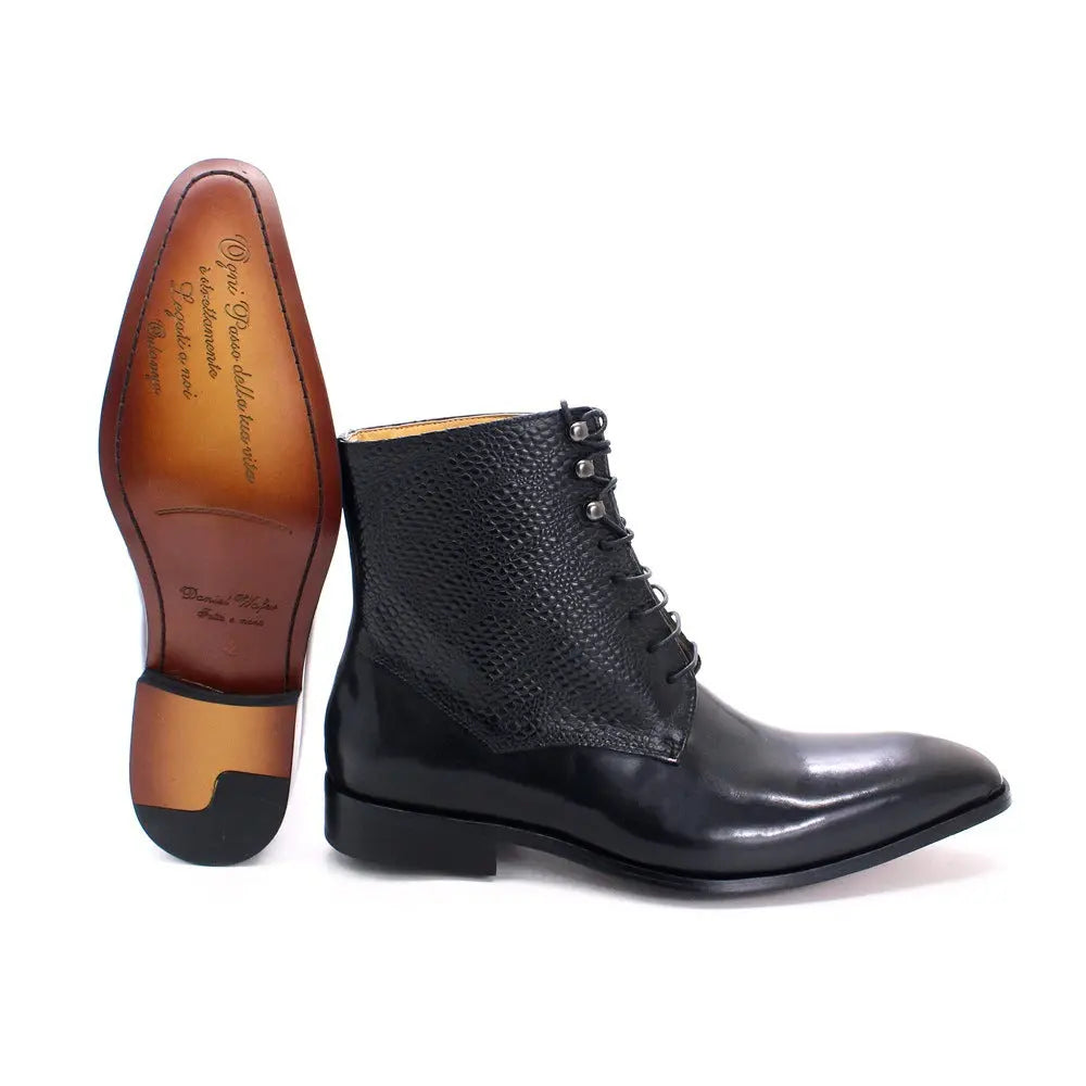 Men's Leather High-top Business Embossed Boots - Pre2brand
