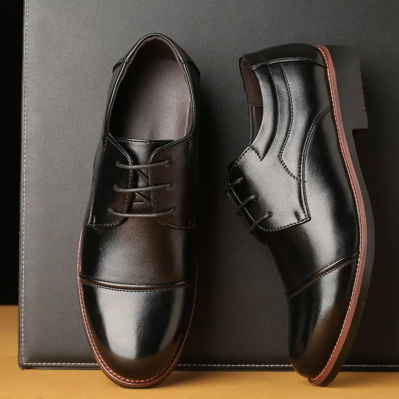 Men's Leather Shoes Plus Size Business Casual Laces - Pre2brand
