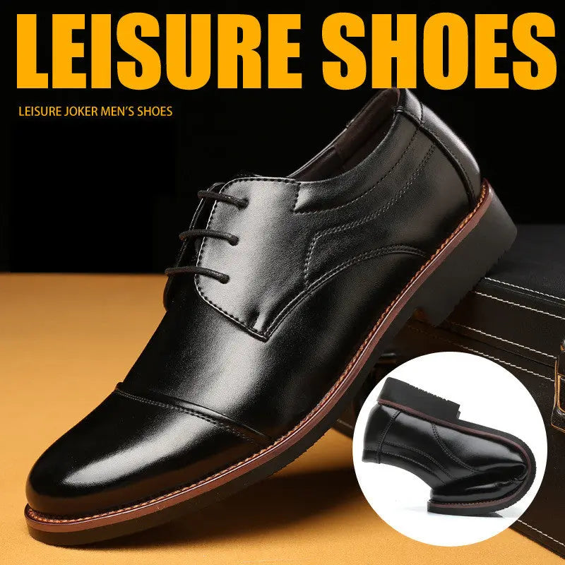 Men's Leather Shoes Plus Size Business Casual Laces - Pre2brand