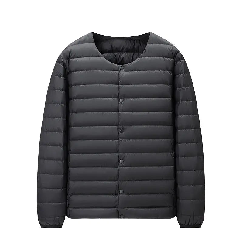 Men's Lightweight Down Jacket Two-piece Wear Classic Fashion  Pre2brand Black-Round-Neck-3XL