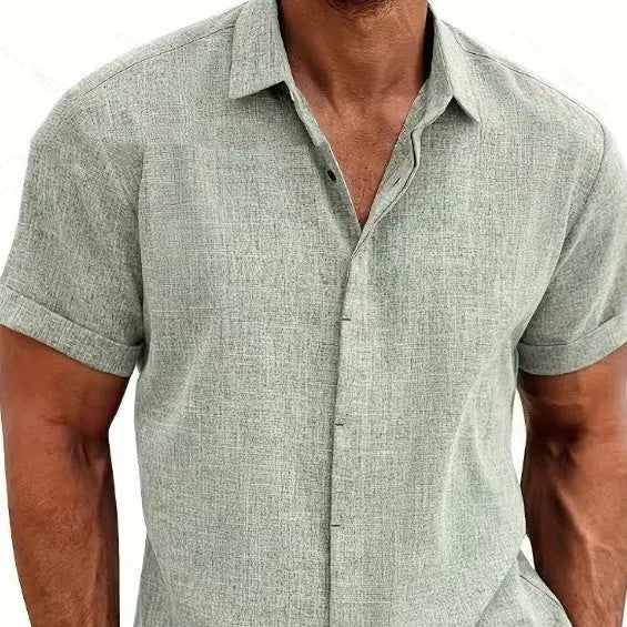 Men's Linen Short Sleeved T-shirt Loose Fitting - Pre2brand