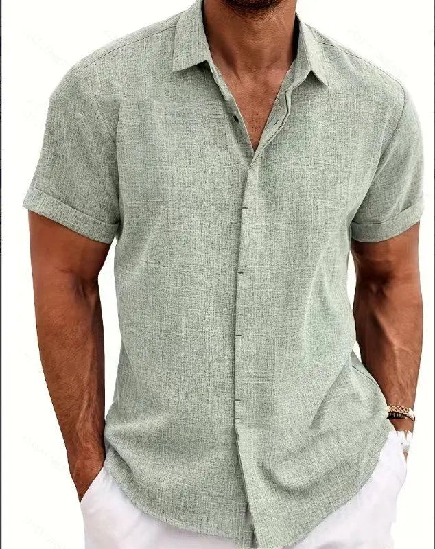 Men's Linen Short Sleeved T-shirt Loose Fitting - Pre2brand