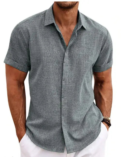 Men's Linen Short Sleeved T-shirt Loose Fitting - Pre2brand