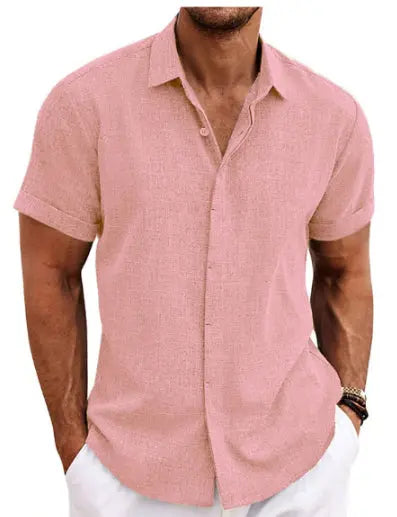 Men's Linen Short Sleeved T-shirt Loose Fitting - Pre2brand