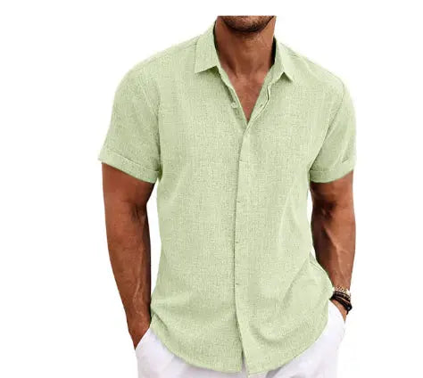 Men's Linen Short Sleeved T-shirt Loose Fitting - Pre2brand