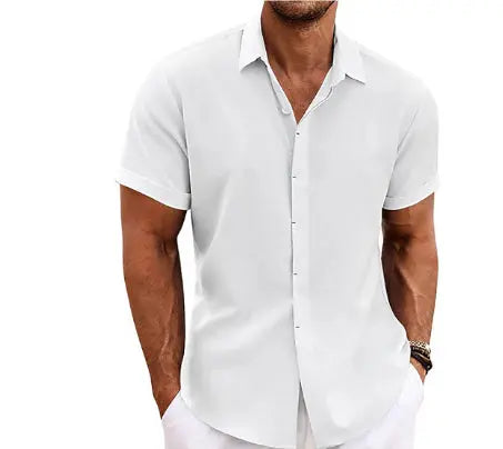 Men's Linen Short Sleeved T-shirt Loose Fitting - Pre2brand