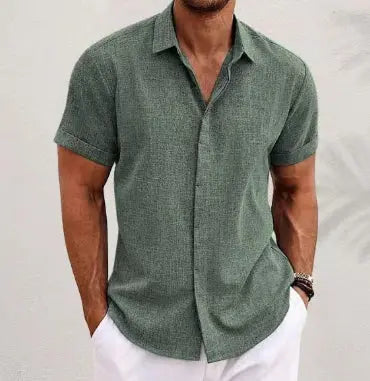 Men's Linen Short Sleeved T-shirt Loose Fitting - Pre2brand