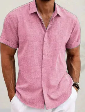 Men's Linen Short Sleeved T-shirt Loose Fitting - Pre2brand
